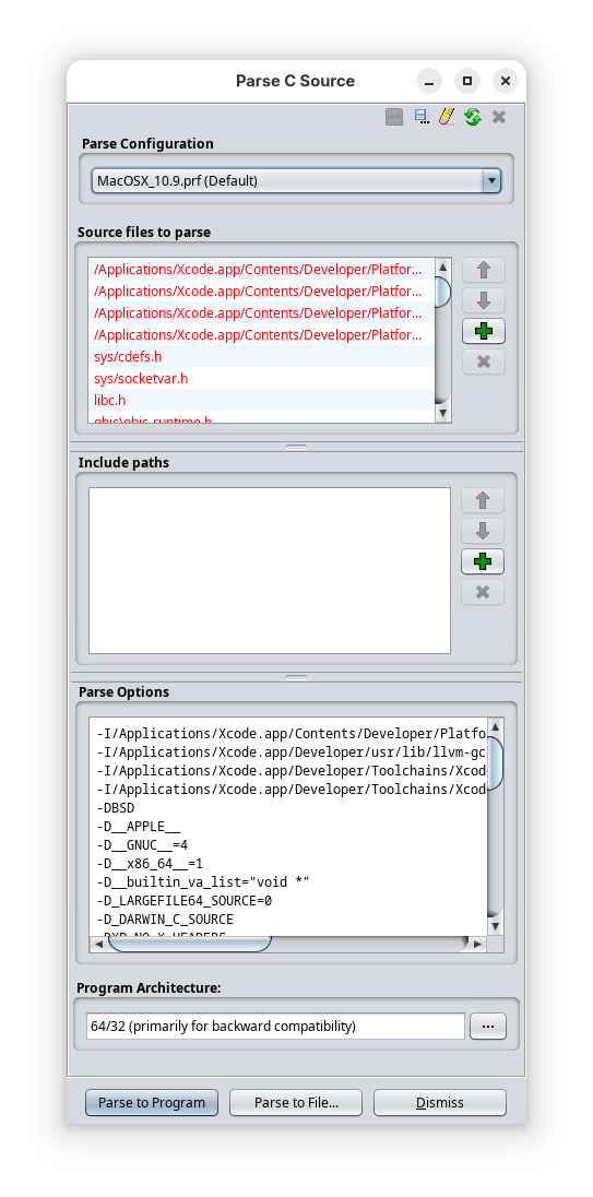 Parse C Source interface